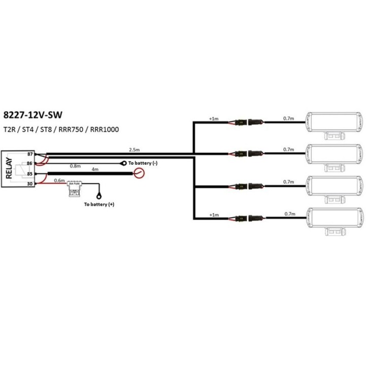 Wiązka do montażu czterech lamp LAZER (ST-Range, T-2, Triple-R) - z włącznikiem
