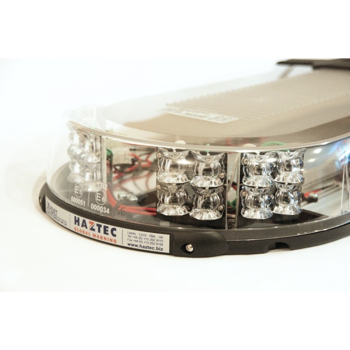 Lampa zespolona Haztec Xpert Corner LED, 1229mm, 12/24V, 4x narożne + 8x środkowe pomarańczowe/niebieskie moduły LED, przezroczy
