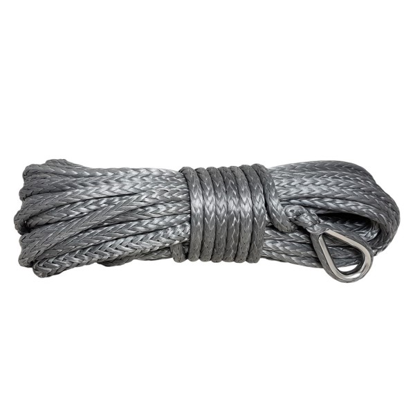 Lina syntetyczna 9 mm x 28 m, Grey  z kauszą rurkową i hakiem C-link  MBL  8.5T  nowe