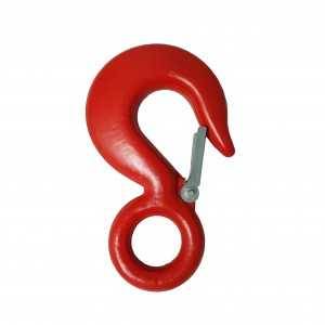 Hak oczkowy okrągły z zabezpieczeniem WLL3.0T MBL 12.0T czerwony