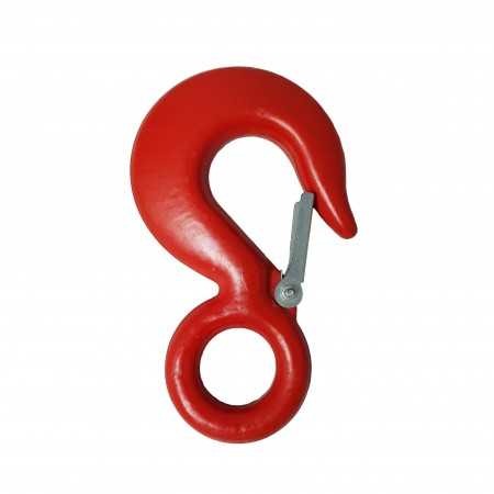 Hak oczkowy okrągły z zabezpieczeniem WLL3.0T MBL 12.0T czerwony