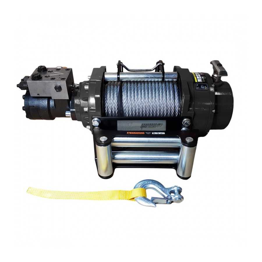 Hydraulic winch PWH8000 PRO EN14492-1 with steel rope, hook and tensioner