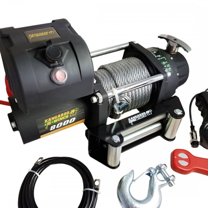 Wyciągarka samochodowa elektryczna Kangaroowinch K8000E 12V z liną stalową