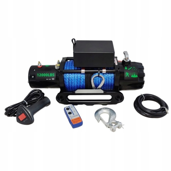 Elektrische Seilwinde 12V W12000 SR Kunststoffseil 5454 kg