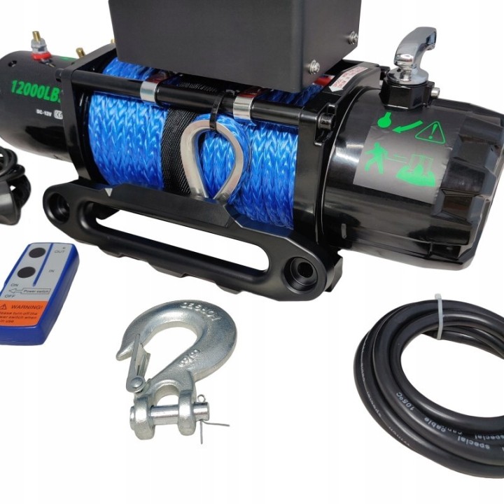 Wyciągarka elektryczna samochodowa W12000SR 12V z liną syntetyczną