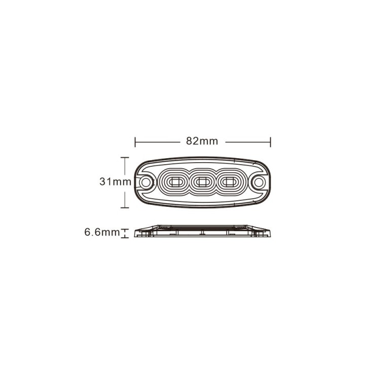 Lampa kierunkowa 3x 8W LED, pomarańczowa, powierzchniowa, 12/24V, R65, R10