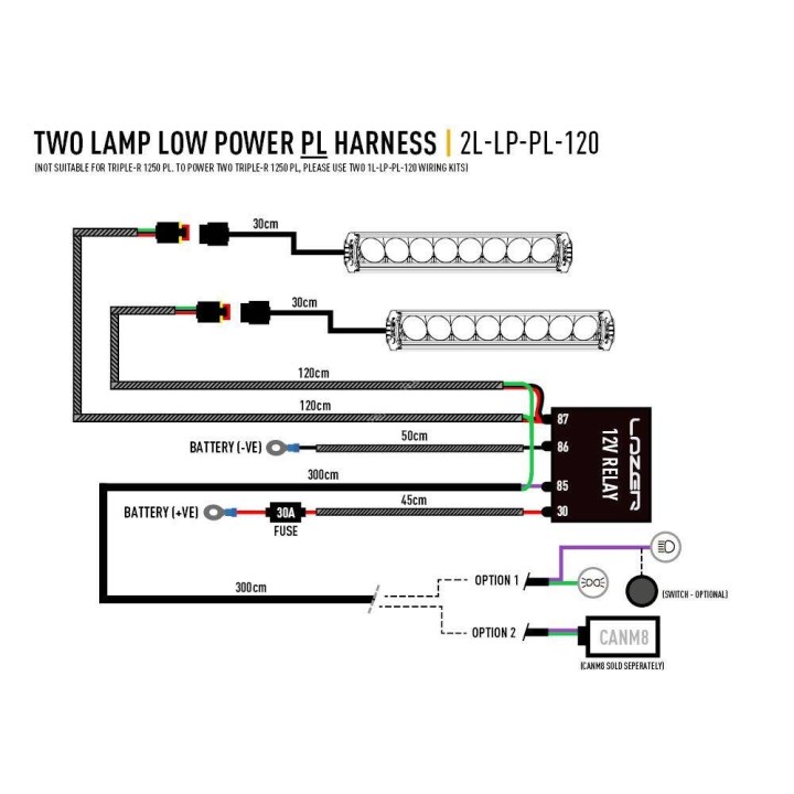 copy of Uniwersalna Wiązka LAZER do podłączenia dwóch lamp 12V -  ST-Range, Triple-R Elite (Gen2), Linear, Sentinel