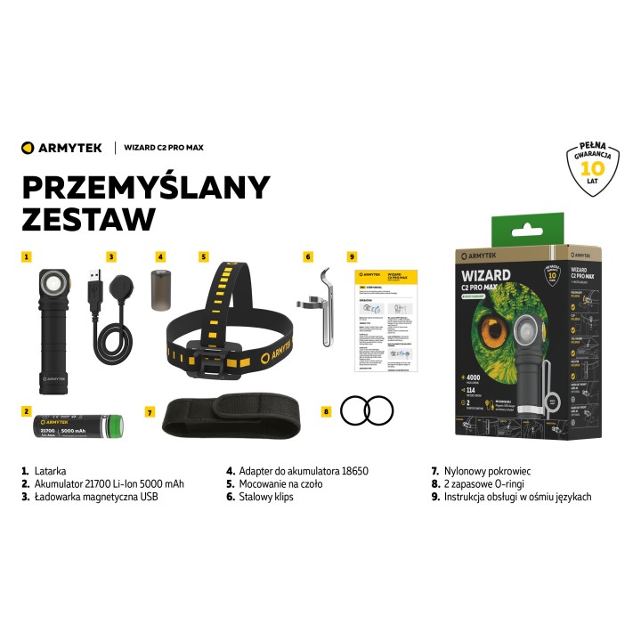 Latarka czołowa ARMYTEK WIZARD C2 PRO MAX MAGNET USB