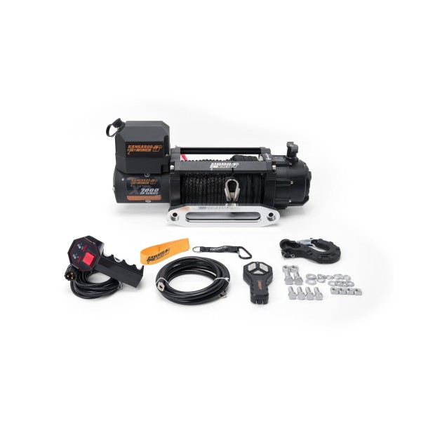 K7000XP 12V winch with synthetic rope and 104:1 wireless control