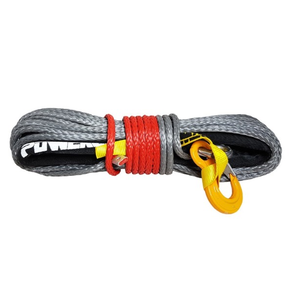 Lina syntetyczna 9 mm x 28 m, Grey z kauszą rurkową i hakiem C-link MBL 8.5T