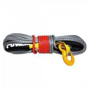 Lina syntetyczna 9 mm x 28 m, Grey z kauszą rurkową i hakiem C-link MBL 8.5T nowe