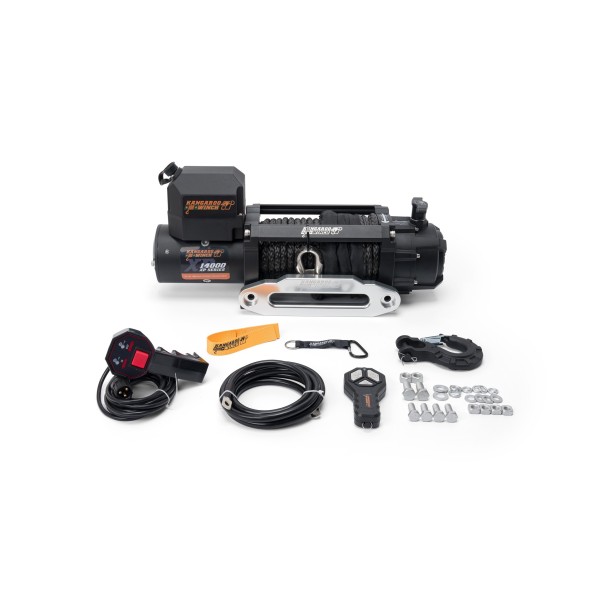 K14000XP 24V winch with synthetic rope and 218:1 wireless control