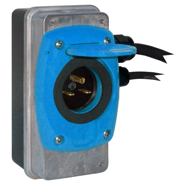 Szybki Wyjazd KUSSMAUL Super Auto Eject - wtyczka i gniazdo automatyczne 230V AC, 15A, 24 VDC , niebieska klapka